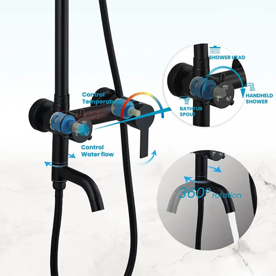 Colonne bain douche murale noire Ø25cm , Choupo - category_name - CBD1002501 - shop_name