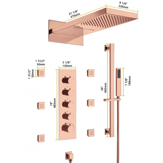 Composition thermostatique de douche à encastrer connectée or rose, Cherbourg - category_name - EUGE2100802 - shop_name
