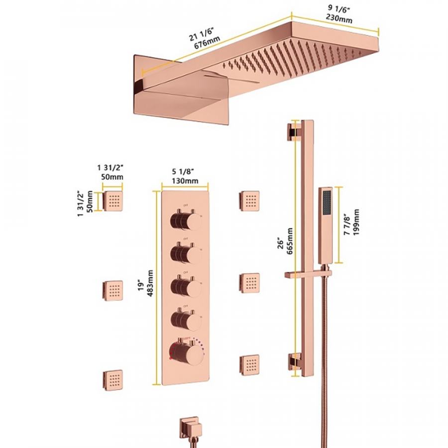 Composition thermostatique de douche à encastrer connectée or rose, Cherbourg - category_name - EUGE2100802 - shop_name