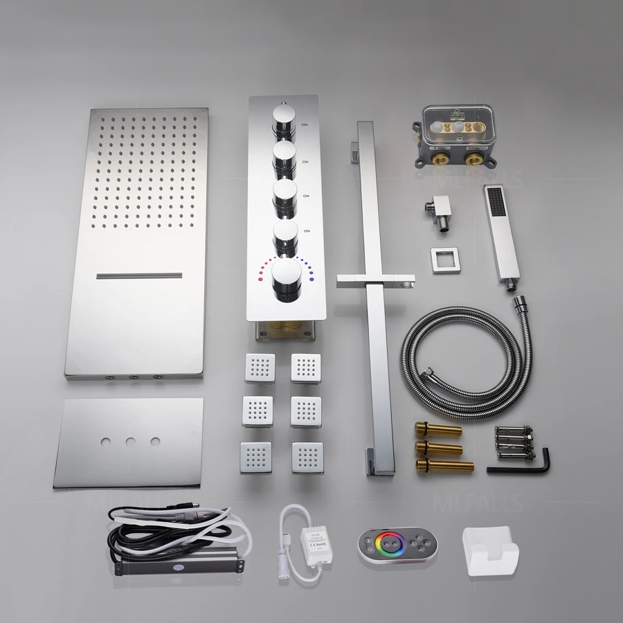 Composition thermostatique de douche à encastrer connecté chrome, Valence - category_name - EUGE541101 - shop_name