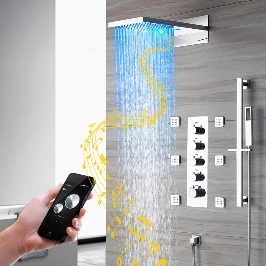 Composition thermostatique de douche à encastrer connecté chrome, Valence - category_name - EUGE541101 - shop_name