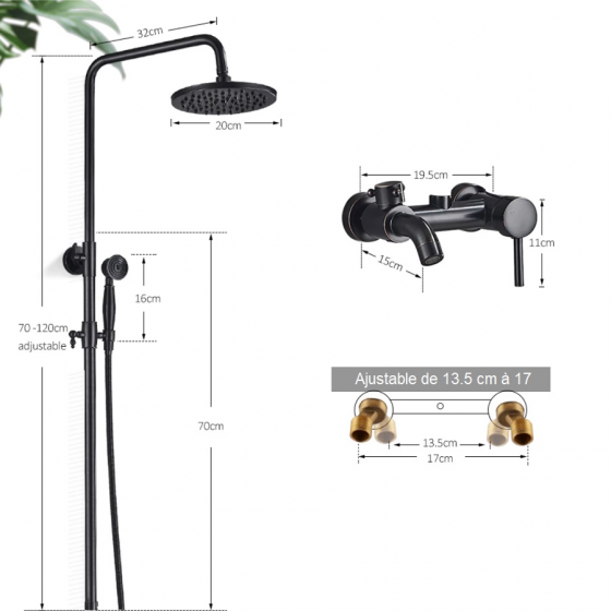 Colonne bain douche noire Ø25cm, Carat - category_name - CDD170038 - shop_name