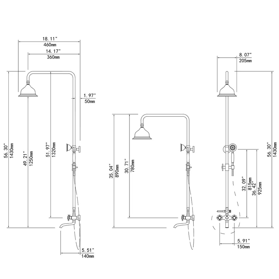 Colonne bain douche mélangeur noire rétro Ø25cm, Pise - category_name - CDD1070038 - shop_name