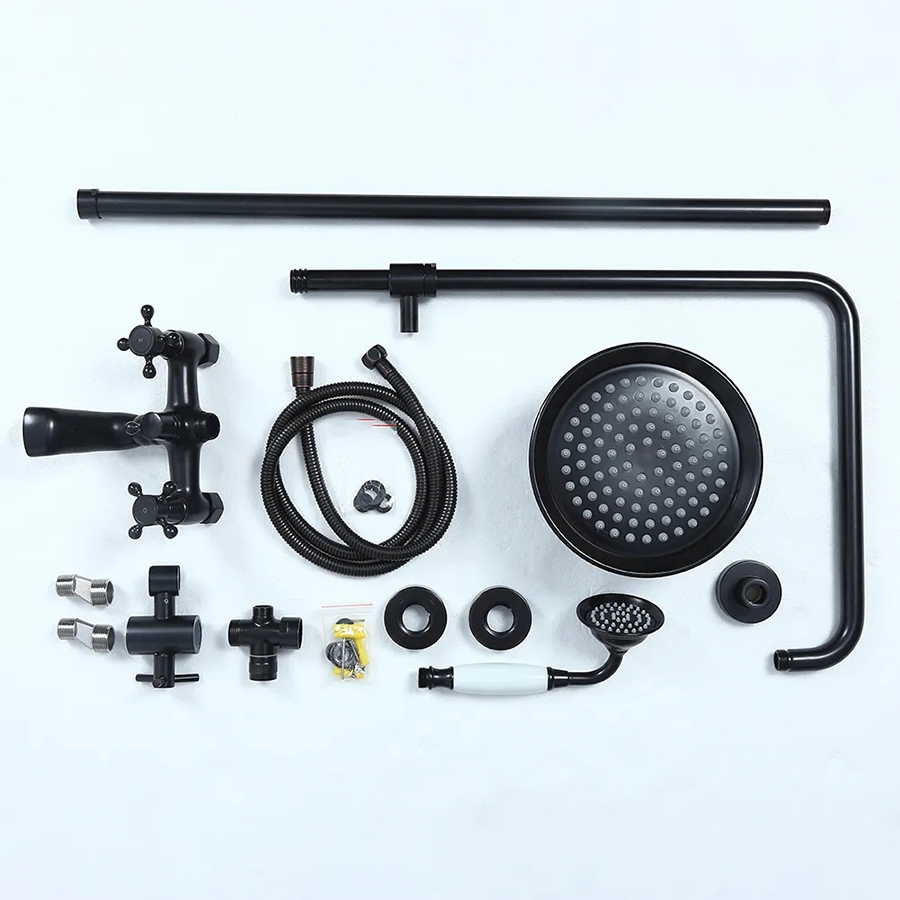 Colonne bain douche mélangeur noire rétro Ø25cm, Pise - category_name - CDD1070038 - shop_name