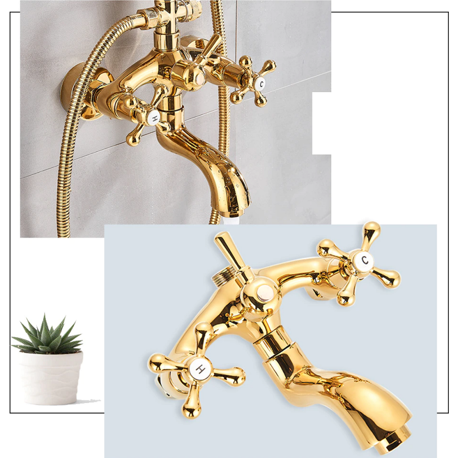 Colonne bain douche mélangeur dorée Ø25cm, Marrakech - category_name - CDD8870038 - shop_name