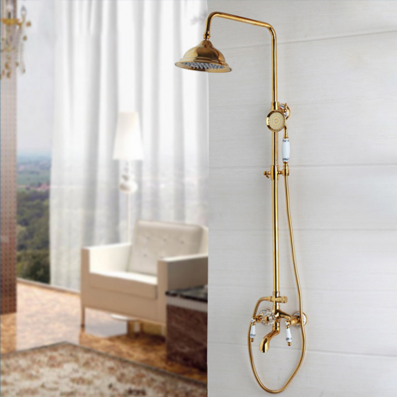 Colonne bain douche mélangeur dorée style rétro Ø25cm, Vancouver - category_name - CDD8770038 - shop_name