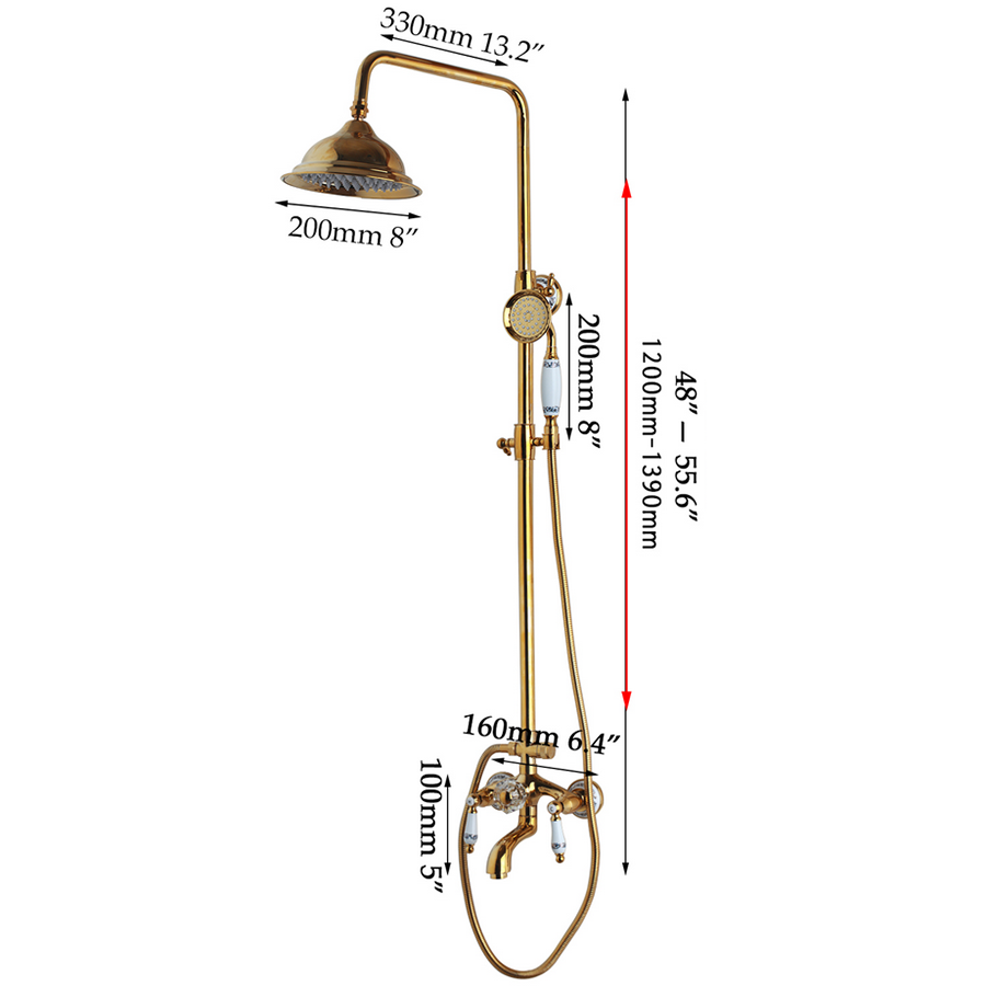 Colonne bain douche mélangeur dorée style rétro Ø25cm, Vancouver - category_name - CDD8770038 - shop_name