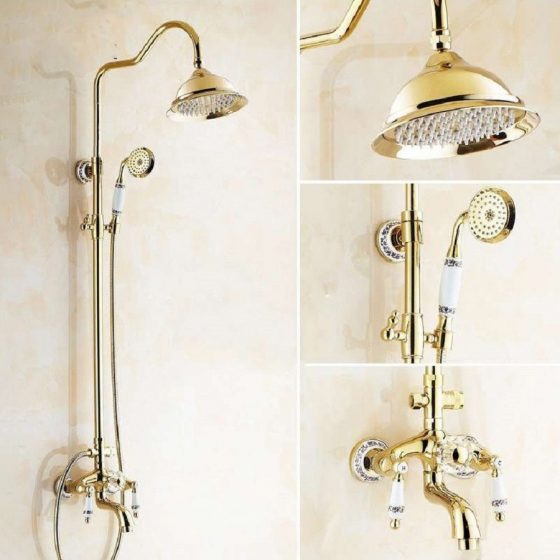 Colonne bain douche mélangeur dorée style rétro Ø25cm, Vancouver - category_name - CDD8770038 - shop_name