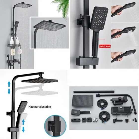 Colonne bain douche noire Ø25cm, Gijon - category_name - CDD6670038 - shop_name