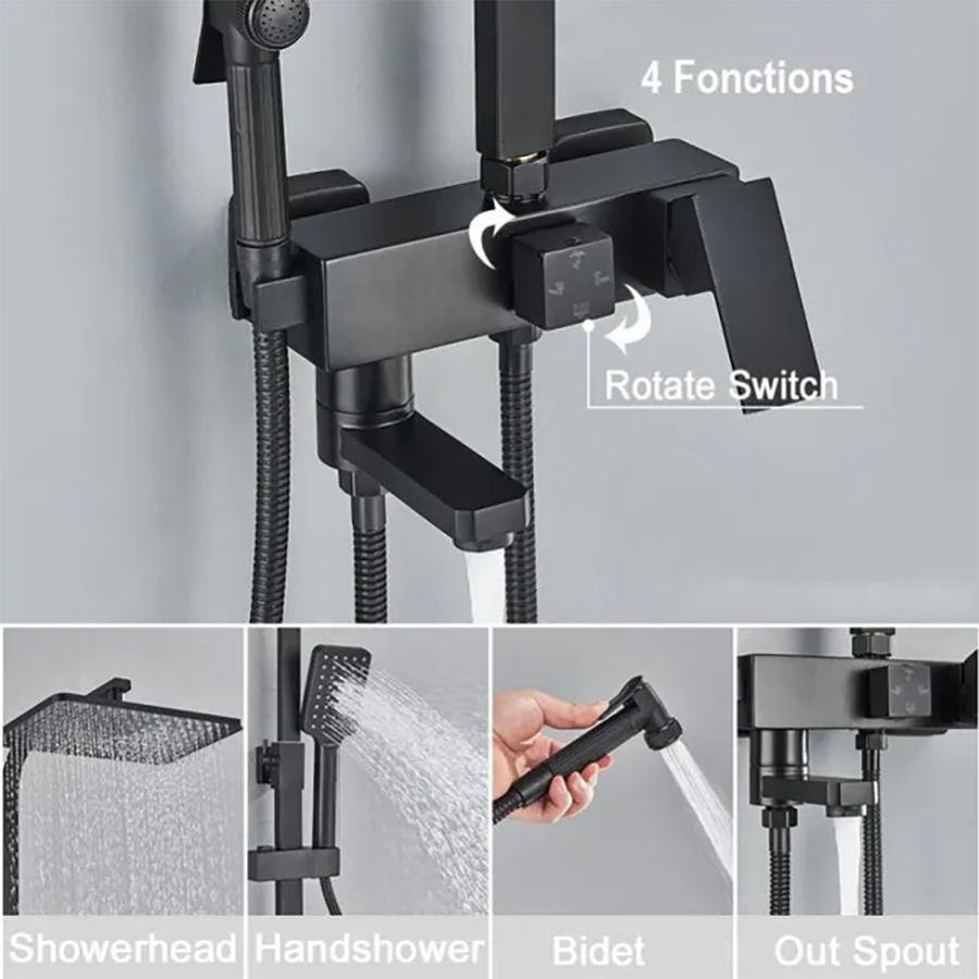 Colonne bain douche noire Ø25cm, Gijon - category_name - CDD6670038 - shop_name