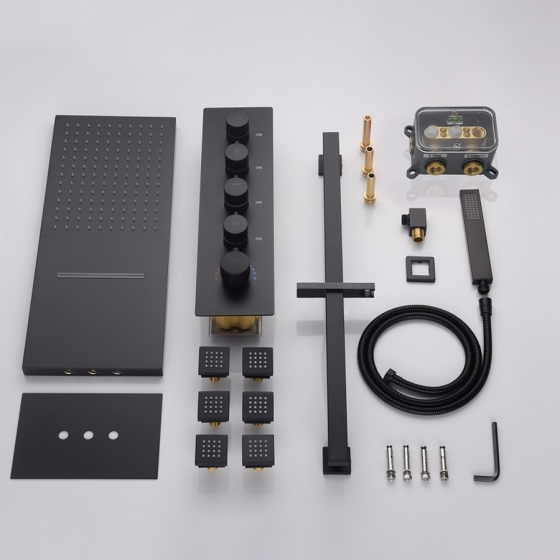 Composition thermostatique de douche à encastrer connectée noire, New York - category_name - EUGE0021801 - shop_name