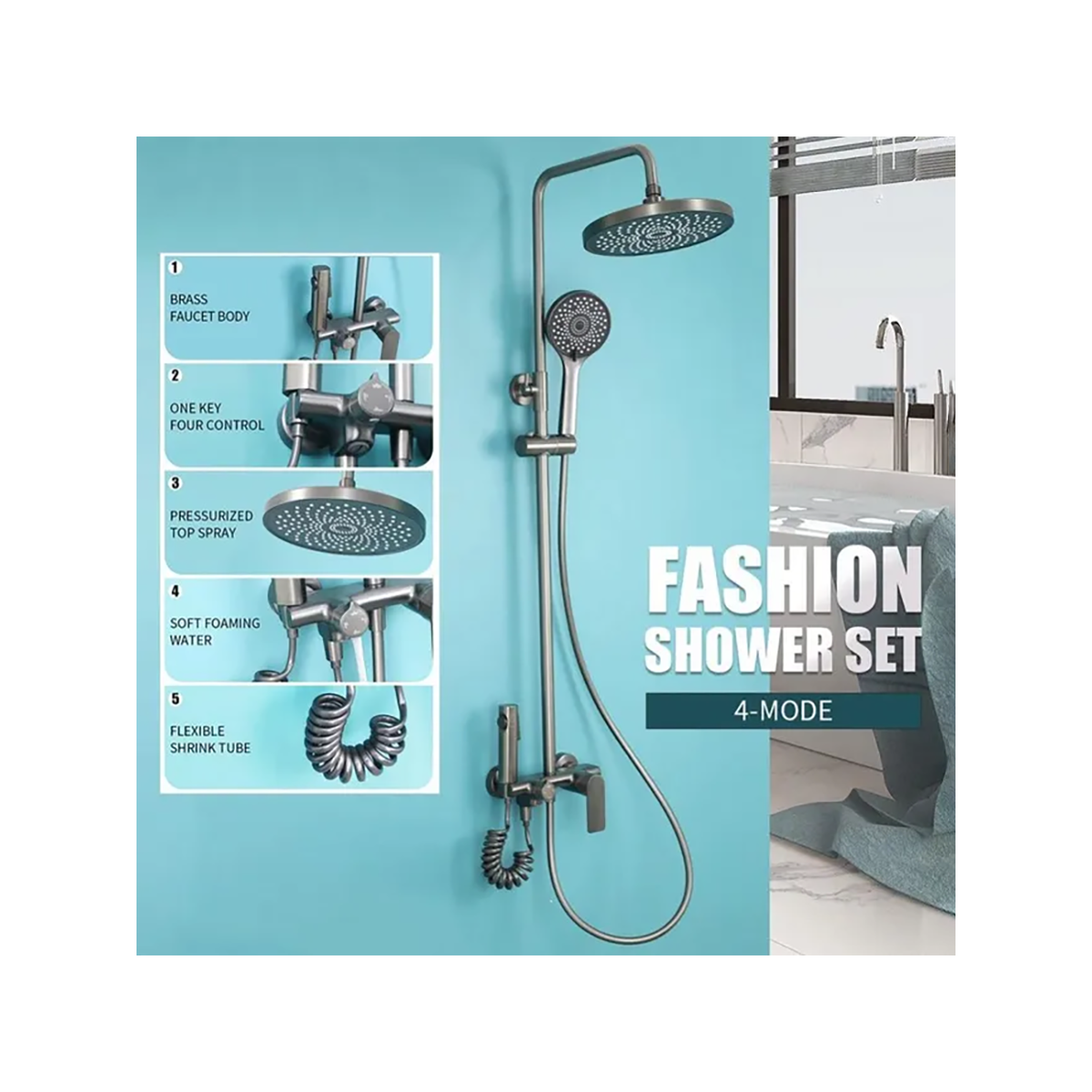 Colonne bain douche gun métal Ø25cm, Séville - category_name - CDD5770008 - shop_name