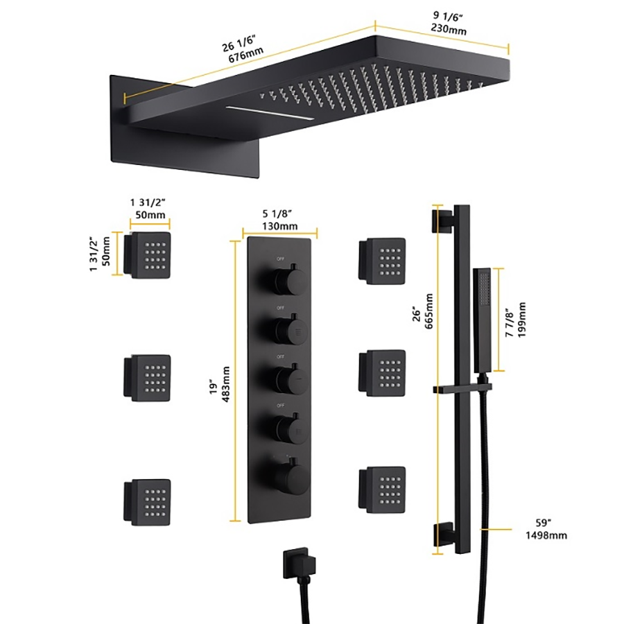 Composition thermostatique de douche à encastrer connectée noire, New York - category_name - EUGE0021801 - shop_name