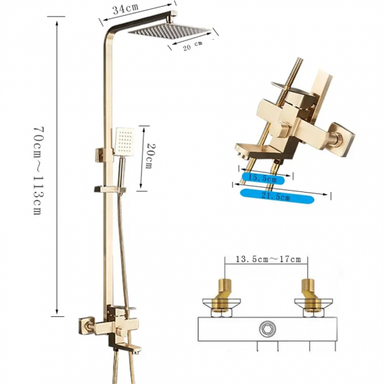 Colonne bain douche murale dorée, Dénia - category_name - CBD10028 - shop_name