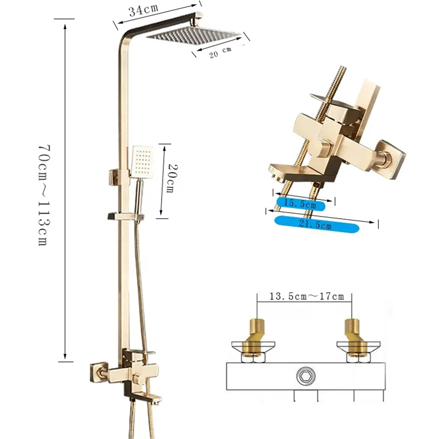 Colonne bain douche murale dorée, Dénia - category_name - CBD10028 - shop_name