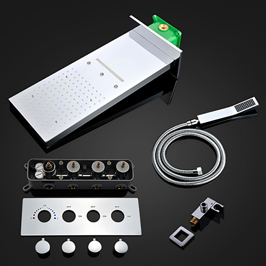 Composition thermostatique de douche led à encastrer chrome, Rome - category_name - CDD1012HM1001 - shop_name