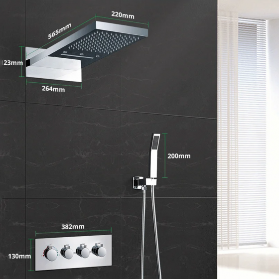 Composition thermostatique de douche led à encastrer chrome, Rome - category_name - CDD1012HM1001 - shop_name