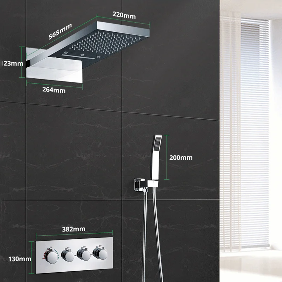 Composition thermostatique de douche led à encastrer chrome, Rome - category_name - CDD1012HM1001 - shop_name