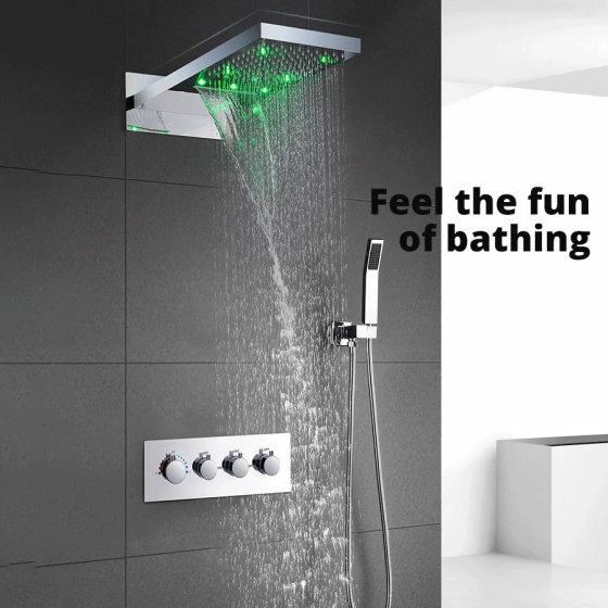 Composition thermostatique de douche led à encastrer chrome, Rome - category_name - CDD1012HM1001 - shop_name