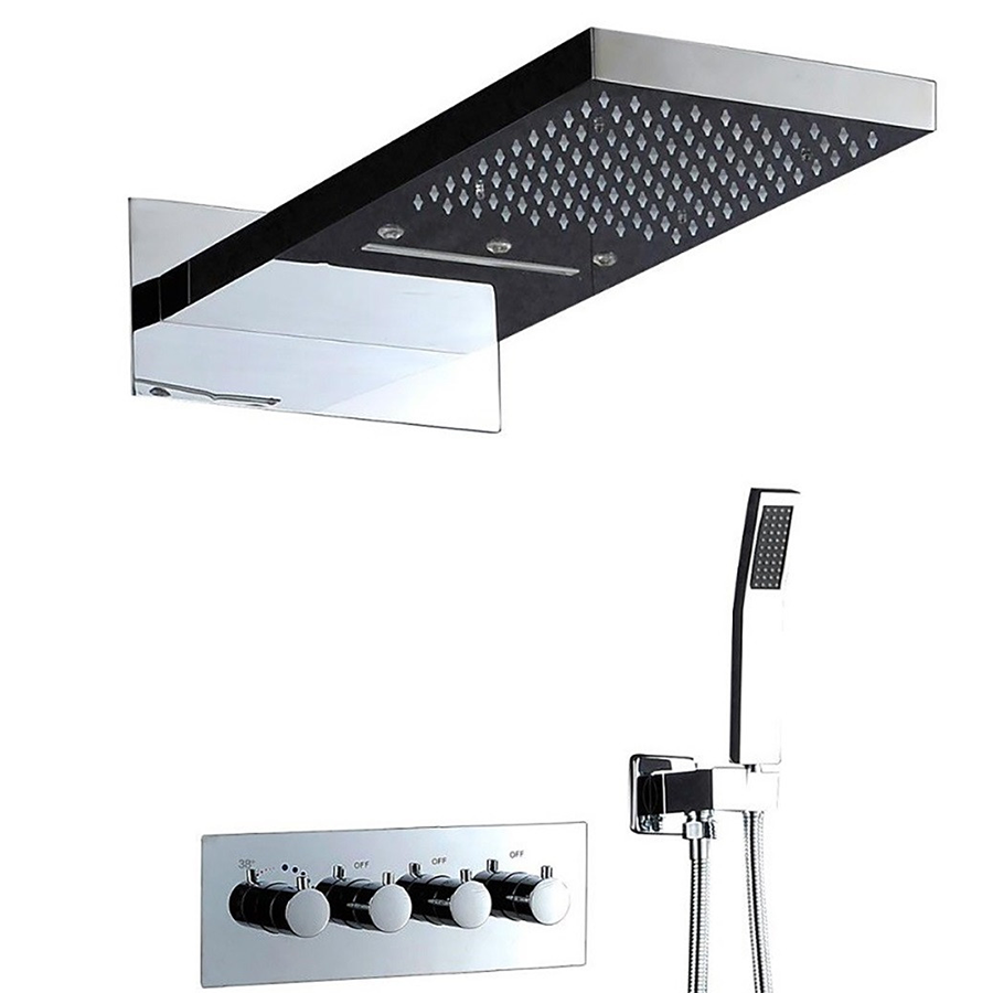 Composition thermostatique de douche led à encastrer chrome, Rome - category_name - CDD1012HM1001 - shop_name