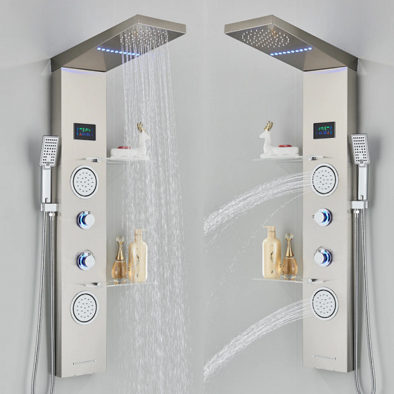 Panneau de douche hydromassant led gris, Narko - category_name - PDD102203 - shop_name