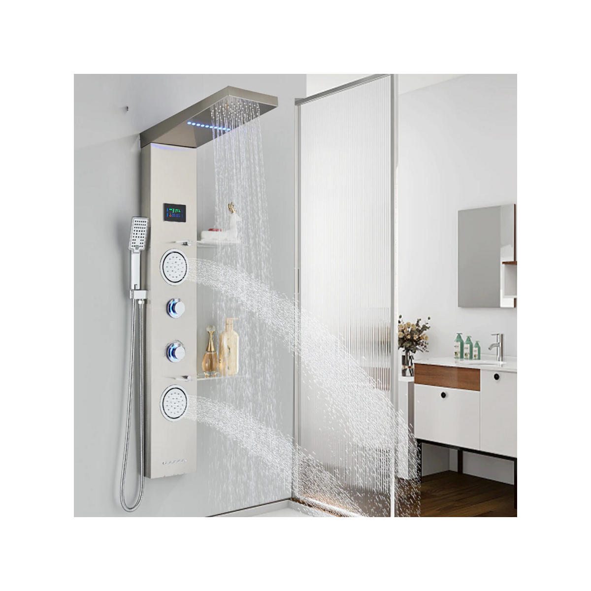 Panneau de douche hydromassant led gris, Narko - category_name - PDD102203 - shop_name