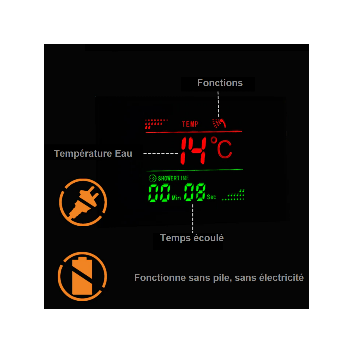 Panneau de douche hydromassant led gris, Narko - category_name - PDD102203 - shop_name