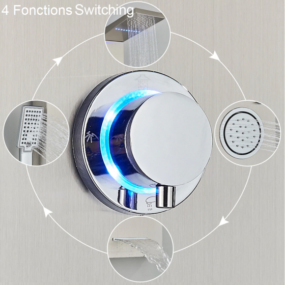 Panneau de douche hydromassant led gris, Narko - category_name - PDD102203 - shop_name