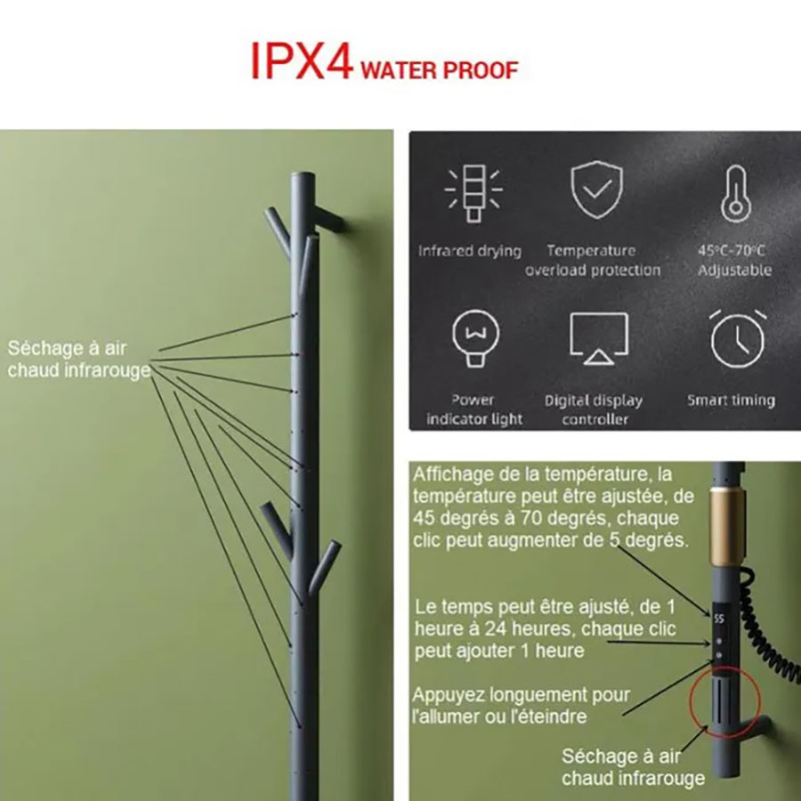 Sèche serviettes électrique gris 280w ,Matis - category_name - SSE18824 - shop_name