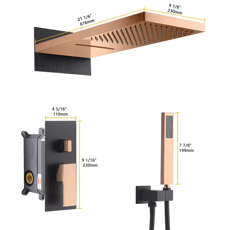 Composition mitigeur de douche à encastrer or rose noire, Dakar - category_name - EUGE54002101 - shop_name