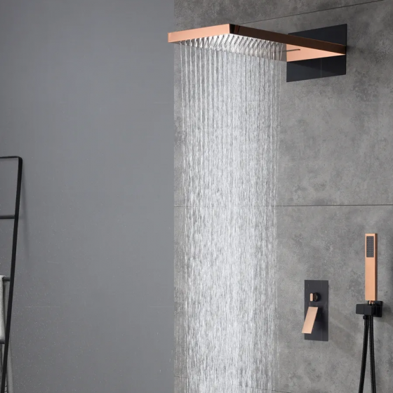 Composition mitigeur de douche à encastrer or rose noire, Dakar - category_name - EUGE54002101 - shop_name