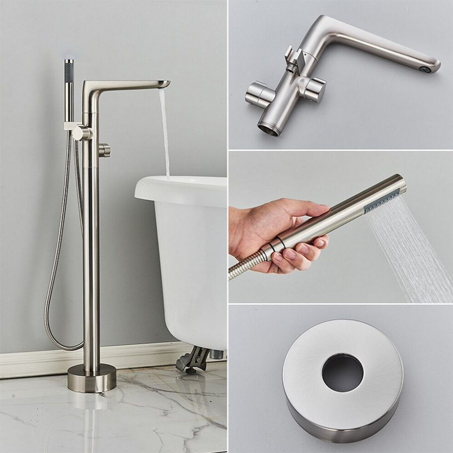 Robinet mitigeur de baignoire au sol nickel brossé, Lucio - category_name - RBI 10048 - shop_name