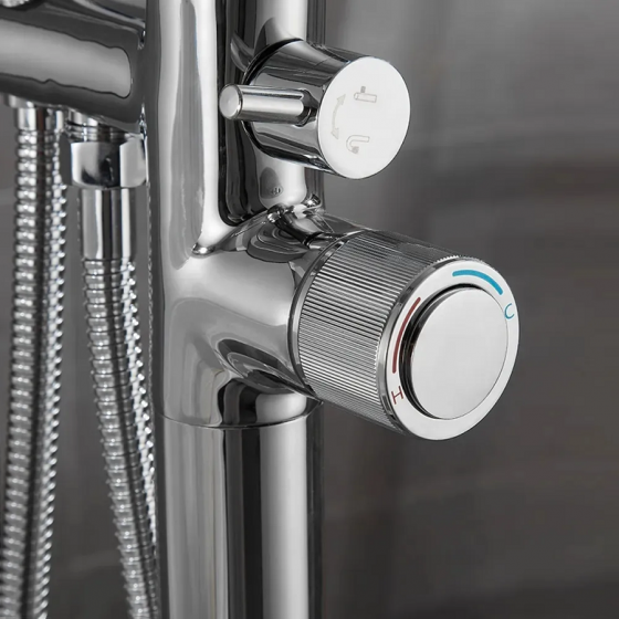 Robinet mitigeur led de baignoire au sol chrome, Alost - category_name - RBI 100493 - shop_name