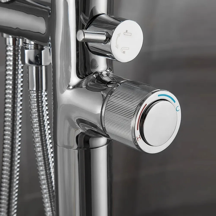 Robinet mitigeur led de baignoire au sol chrome, Alost - category_name - RBI 100493 - shop_name