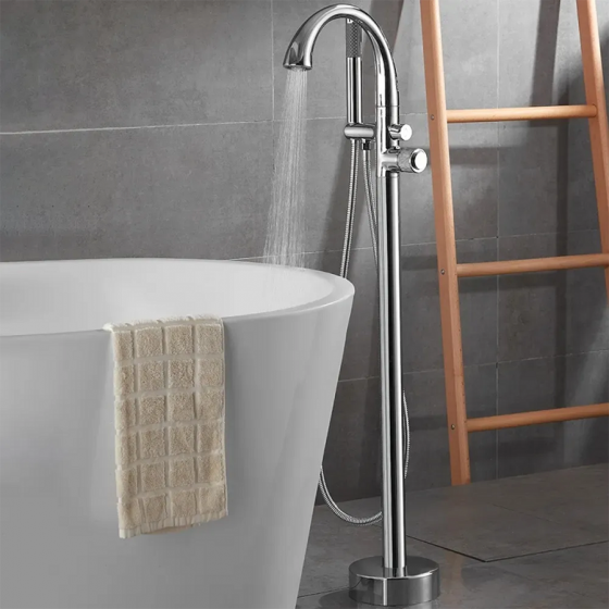 Robinet mitigeur led de baignoire au sol chrome, Alost - category_name - RBI 100493 - shop_name