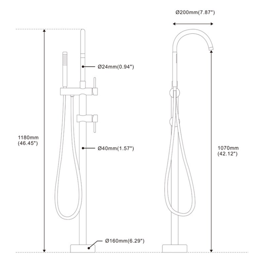 Robinet mitigeur de baignoire au sol doré, Liaty - category_name - RBI 110482 - shop_name