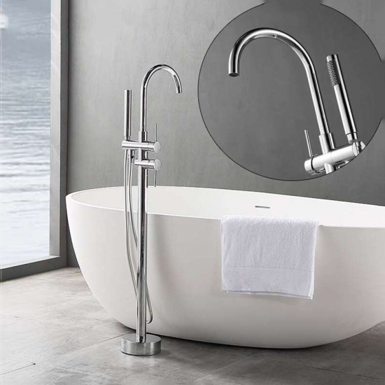 Robinet mitigeur de baignoire au sol chrome, Lactis - category_name - RBI110492 - shop_name