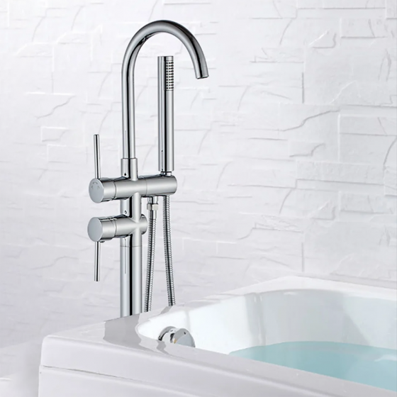 Robinet mitigeur de baignoire au sol chrome, Lactis - category_name - RBI110492 - shop_name