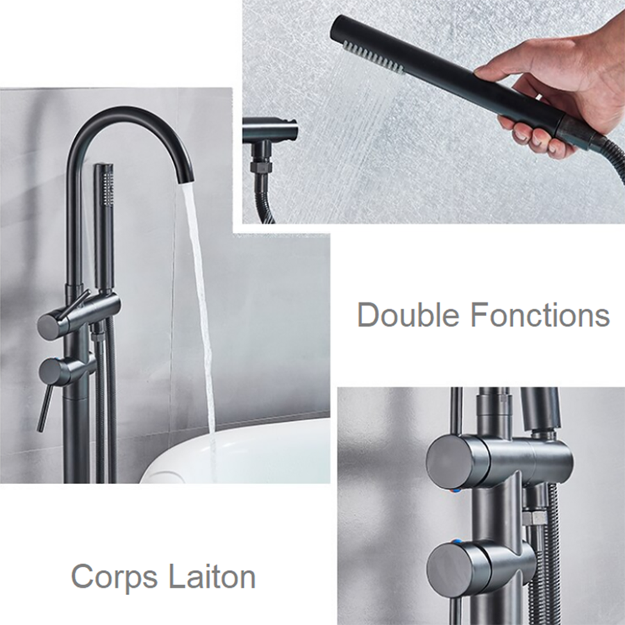 Robinet mitigeur de baignoire au sol noir, Laps - category_name - RBI110472 - shop_name