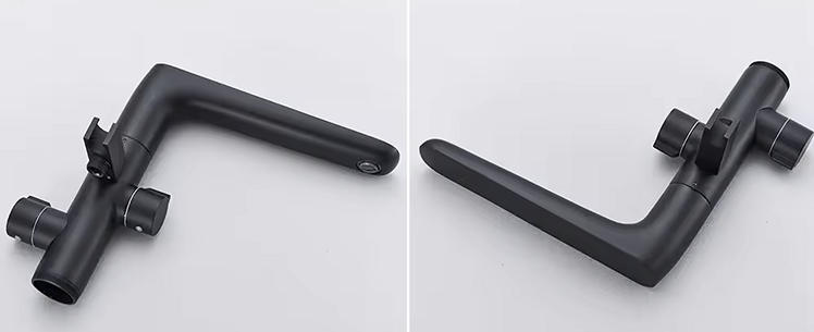 Robinet mitigeur de baignoire au sol noir, Caen - lasalledebain-de-cecile.fr