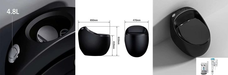 WC monobloc noir sans bride design moderne