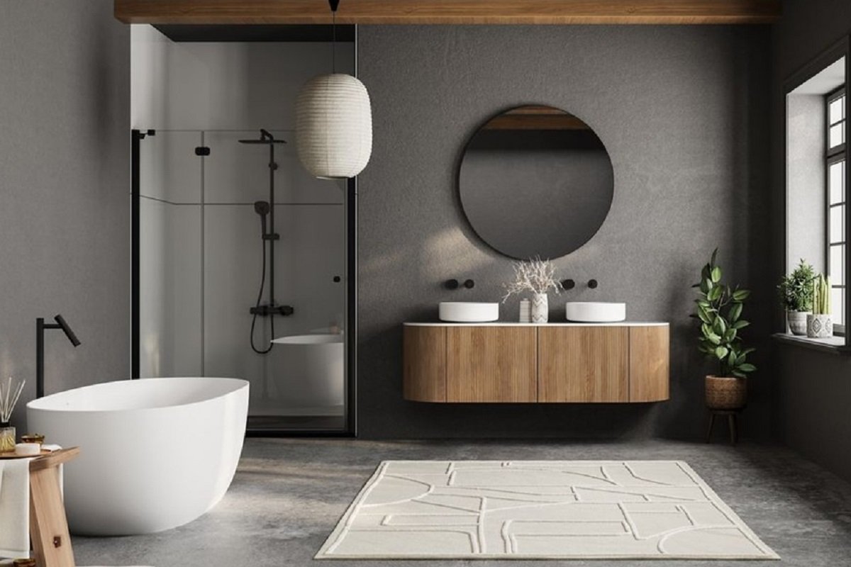 Colonne bain-douche élégante finition dorée pour salle de bains moderne