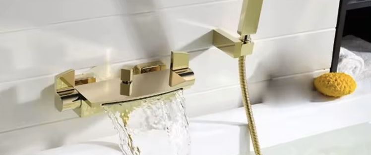 Mitigeur de bain mural doré, Star - lasalledebain-de-cecile.fr